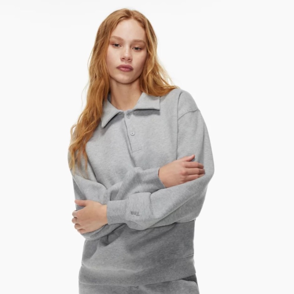 TNA COMFYAF grey button up sweater